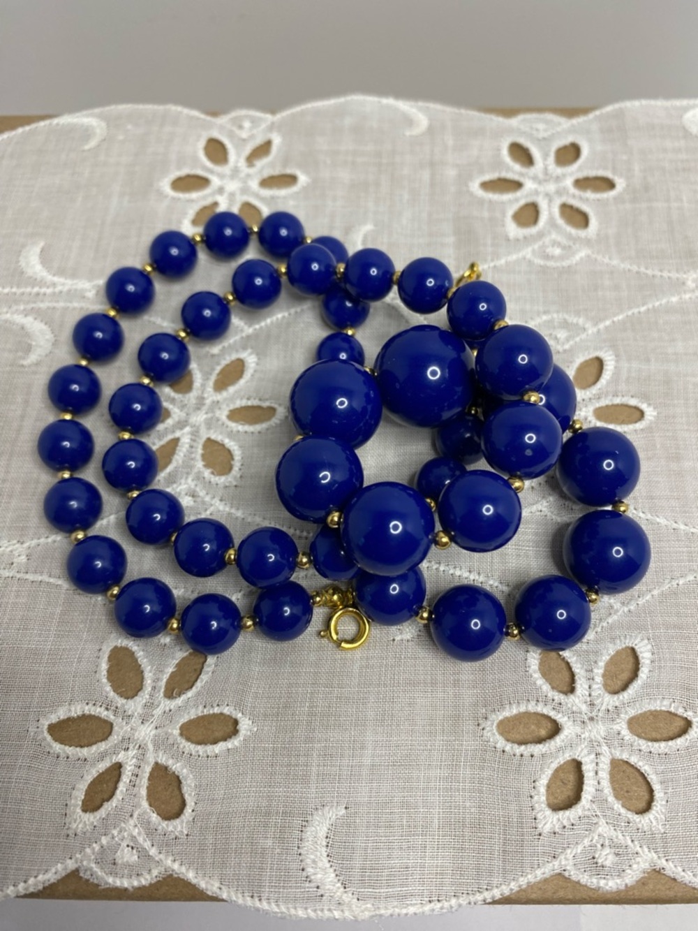Blue Beaded Statement Necklace - Elegant Deep Blue Necklace
